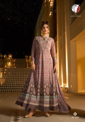 Dedaar by Anju Fabrics Designer Natural Crepe Gown with Chinon Dupatta readymade suit catalogs