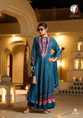 Dedaar by Anju Fabrics Designer Natural Crepe Gown with Chinon Dupatta readymade suit catalogs