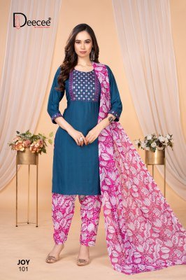 Dee Cee Joy Vatican Embroidered Patiala Suit Set  Computer Embroidery Neck And Border  Cotton Print Patiala And Dupatta Wholesale kurtis catalogs