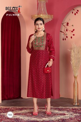 Dee Cee Palmer Screen Print Straight Long Kurti  Wholesale  kurtis catalogs