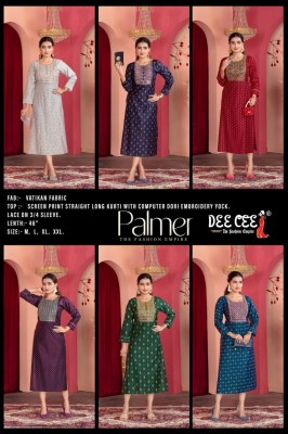 Dee Cee Palmer Screen Print Straight Long Kurti  Wholesale  kurtis catalogs
