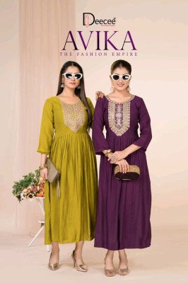 DeeCee Avika Barlin Flared Kurti Premium Embroidered Ethnic Wear for Wholesale Buyers readymade suit catalogs