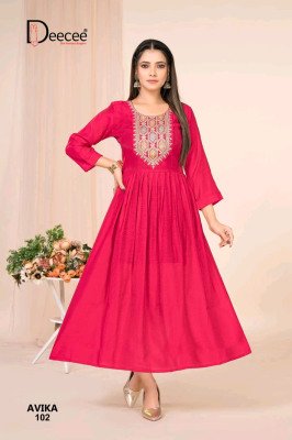 DeeCee Avika Barlin Flared Kurti Premium Embroidered Ethnic Wear for Wholesale Buyers readymade suit catalogs