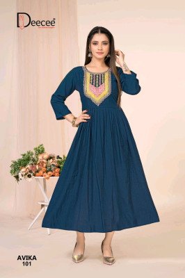DeeCee Avika Barlin Flared Kurti Premium Embroidered Ethnic Wear for Wholesale Buyers readymade suit catalogs