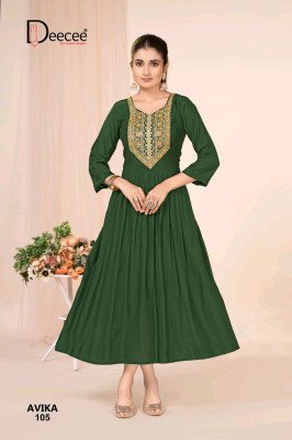 DeeCee Avika Barlin Flared Kurti Premium Embroidered Ethnic Wear for Wholesale Buyers readymade suit catalogs