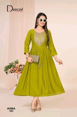 DeeCee Avika Barlin Flared Kurti Premium Embroidered Ethnic Wear for Wholesale Buyers readymade suit catalogs