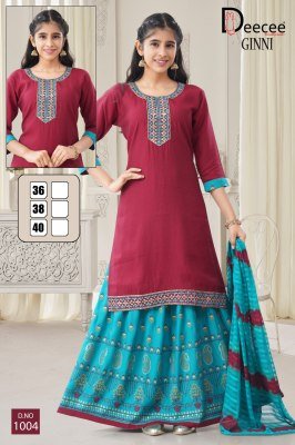 DeeCee Ginni Embroidered Straight Kurti with Rayon Gold Print Ghagra And Naznin Batik Dupatta Wholesale kurtis catalogs