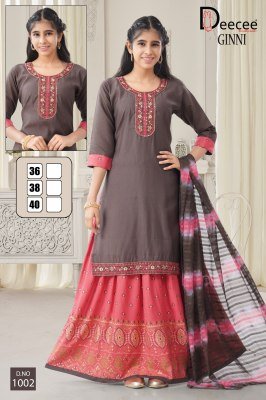 DeeCee Ginni Embroidered Straight Kurti with Rayon Gold Print Ghagra And Naznin Batik Dupatta Wholesale kurtis catalogs