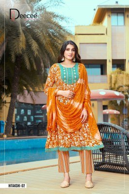   DeeCee Hitakashi Festive Flair Rayon Naira Top with Daman And Sequins  Heavy Printed Bottom  Shibori Naznin Dupatta Wholesale kurtis catalogs