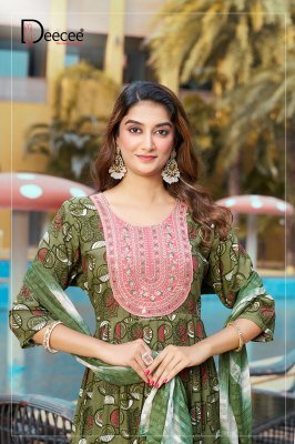   DeeCee Hitakashi Festive Flair Rayon Naira Top with Daman And Sequins  Heavy Printed Bottom  Shibori Naznin Dupatta Wholesale kurtis catalogs