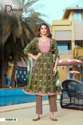   DeeCee Hitakashi Festive Flair Rayon Naira Top with Daman And Sequins  Heavy Printed Bottom  Shibori Naznin Dupatta Wholesale kurtis catalogs