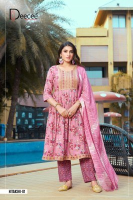   DeeCee Hitakashi Festive Flair Rayon Naira Top with Daman And Sequins  Heavy Printed Bottom  Shibori Naznin Dupatta Wholesale kurtis catalogs