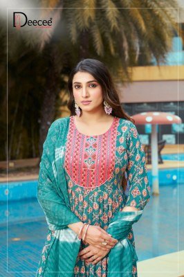   DeeCee Hitakashi Festive Flair Rayon Naira Top with Daman And Sequins  Heavy Printed Bottom  Shibori Naznin Dupatta Wholesale kurtis catalogs