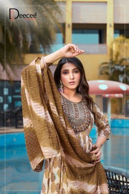   DeeCee Hitakashi Festive Flair Rayon Naira Top with Daman And Sequins  Heavy Printed Bottom  Shibori Naznin Dupatta Wholesale kurtis catalogs