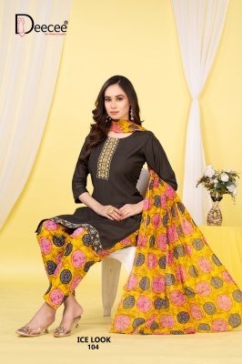 DeeCee Ice Look Vatican Fabric Patiala Suit Set Computer Embroidered Neck Cotton Patiyala And Border  Cotton Printed Dupatta Wholesale kurtis catalogs