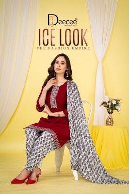 DeeCee Ice Look Vatican Fabric Patiala Suit Set Computer Embroidered Neck Cotton Patiyala And Border  Cotton Printed Dupatta Wholesale kurtis catalogs