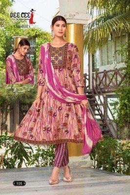 DeeCee Lakshita Premium Chanderi Kali Kurti Set Embroidered Yoke, Printed Pant with Pocket And Batik Dyed Dupatta Wholesale  kurtis catalogs
