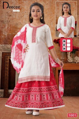 DeeCee Nagma Embroidered Dobby Kurti with Rayon Gold Print Ghagra And Batik Naznin Dupatta Wholesale kurtis catalogs