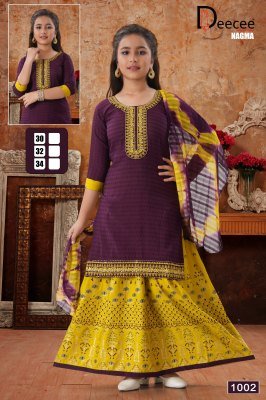 DeeCee Nagma Embroidered Dobby Kurti with Rayon Gold Print Ghagra And Batik Naznin Dupatta Wholesale kurtis catalogs