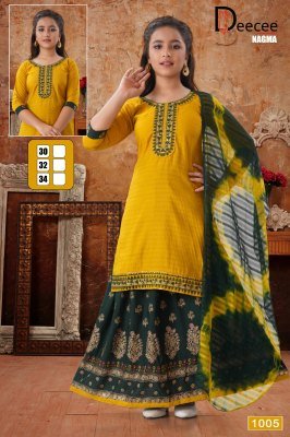 DeeCee Nagma Embroidered Dobby Kurti with Rayon Gold Print Ghagra And Batik Naznin Dupatta Wholesale kurtis catalogs