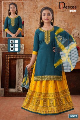 DeeCee Nagma Embroidered Dobby Kurti with Rayon Gold Print Ghagra And Batik Naznin Dupatta Wholesale kurtis catalogs