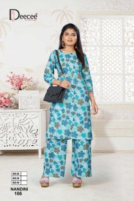 DeeCee Nandini Womens Vatican Print Straight Kurti with Panel Button Patti And Sleeve Buttons and Palazzo Wholesale kurtis catalogs
