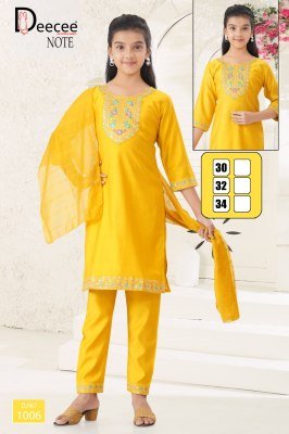 DeeCee Note Sequence Neck Kurti with Patti Sleeves, Embroidery Bottom And Cotton Zari Dupatta Wholesale kurtis catalogs