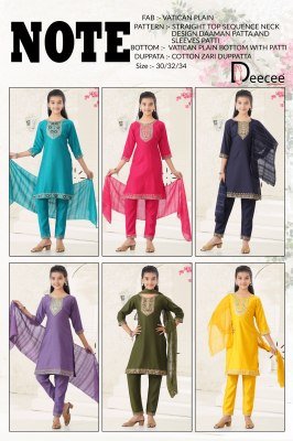 DeeCee Note Sequence Neck Kurti with Patti Sleeves, Embroidery Bottom And Cotton Zari Dupatta Wholesale kurtis catalogs