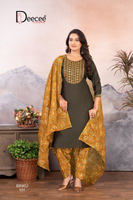 DeeCee Rinku Designer Vatican Embroidered Patiala Suit Computer Embroidery Neck Sleeve Border Full Cotton Print Patiala And Dupatta Wholesale kurtis catalogs