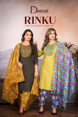 DeeCee Rinku Designer Vatican Embroidered Patiala Suit Computer Embroidery Neck Sleeve Border Full Cotton Print Patiala And Dupatta Wholesale kurtis catalogs