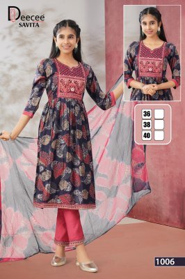 DeeCee Savita Flared Kurti Set in Vatican Print with Embroidery Yoke And Naznin Batik Dupatta Wholesale kurtis catalogs