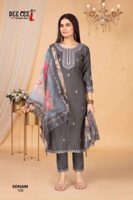 DeeCee Sonam Designer Straight Long Kurti Pant Embroidered Yoke And Butti, Vatican Fabric, And Digital Print Dupatta Wholesale  kurtis catalogs