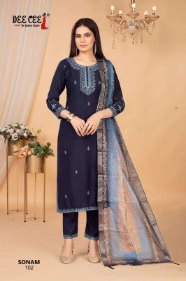 DeeCee Sonam Designer Straight Long Kurti Pant Embroidered Yoke And Butti, Vatican Fabric, And Digital Print Dupatta Wholesale  kurtis catalogs