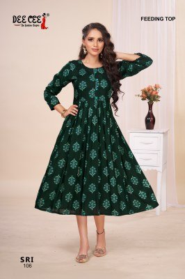 DeeCee Sri Fab Maternity Flared Kurti  Rayon Print, Side Pleats, Lupi Button And Feeding Access Wholesale kurtis catalogs