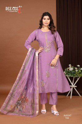 Deecee Aayat Premium Roman Silk Kurti with 3/4 Lace Sleeves, Khatwork Panel Bottom And Digital Printed Dupatta Wholesale kurtis catalogs