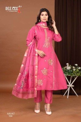 Deecee Aayat Premium Roman Silk Kurti with 3/4 Lace Sleeves, Khatwork Panel Bottom And Digital Printed Dupatta Wholesale kurtis catalogs