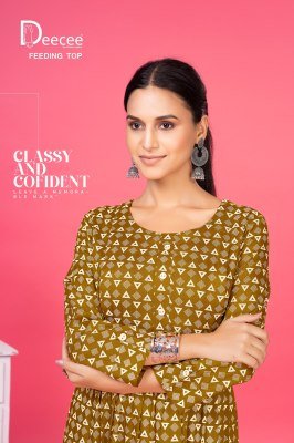 Deecee Kanchan  Rayon Print Three Layered Flared Feeding Kurti with Button Patti and Loop Luppi Wholesale kurtis catalogs