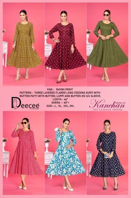 Deecee Kanchan  Rayon Print Three Layered Flared Feeding Kurti with Button Patti and Loop Luppi Wholesale kurtis catalogs