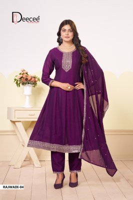 Deecee Rajwadi Kali Style Kurti Pant with Dupatta readymade suit catalogs