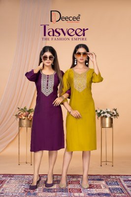 Deecee Tasveer Vartican Pattern State Flared Kurti with Inner And Computer Embroidery Wholesale kurtis catalogs