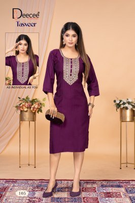 Deecee Tasveer Vartican Pattern State Flared Kurti with Inner And Computer Embroidery Wholesale kurtis catalogs