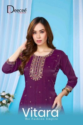 Deecee Vitara Roman Glass Kali Style Flared Embroidered Kurti 