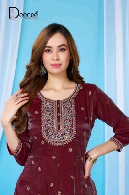 Deecee Vitara Roman Glass Kali Style Flared Embroidered Kurti kurtis catalogs
