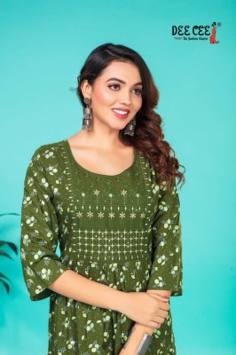 Deecee by Marina heavy reyon stylish sequence work printed kurti catalogue at wholesale price,   kurtis catalogs