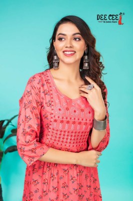 Deecee by Marina heavy reyon stylish sequence work printed kurti catalogue at wholesale price,   kurtis catalogs