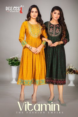 Deecee by Vitamin flared long screen printed kurti catalogue at affordable rate kurtis catalogs