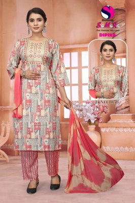 Deepika by Samara heavy capsule foil print kurti pant and dupatta catalogue at amaviexpo  readymade suit catalogs