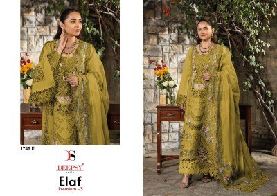 Deepsy Suits ELAF Premium-3 Luxury Lawn Pure Cotton Embroidered Dress Material wholesale catalogs