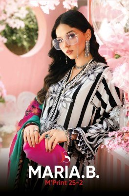 Deepsy Suits Maria B. Mprint 25 2  Unstitched Cotton Suit with Embroidered Top And Chiffon Dupatta Wholesale dress material catalogs