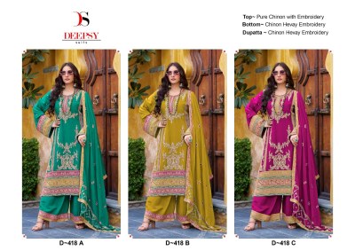 Deepsy suit by D 418ABC fancy embroidered Pakistani suit catalogue at affordable rate  pakistani suit catalogs